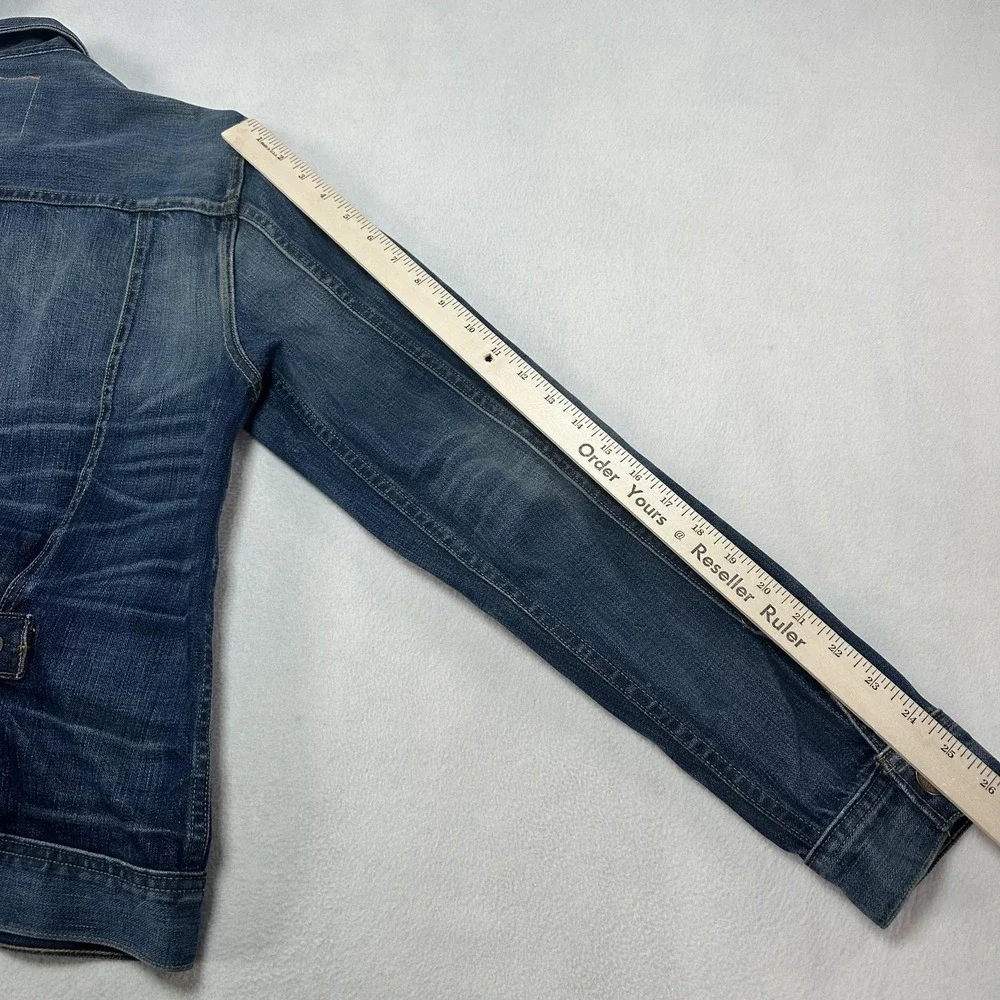 True Religion Jacket Mens Small Blue‎ Denim Kyle Phoenix Front Pleated Trucker